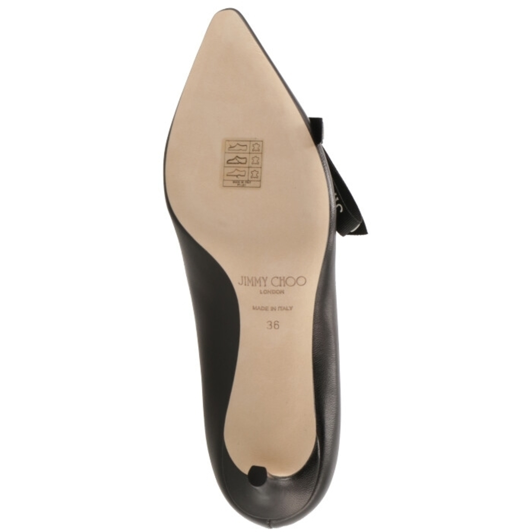 JIMMY CHOO(ジミーチュウ)のジミーチュウ JIMMY CHOO パンプス ポインテッドトゥ ロゴリボン 60mm ミドルヒールパンプス ROMY60 BMF 0001 レディースの靴/シューズ(ハイヒール/パンプス)の商品写真