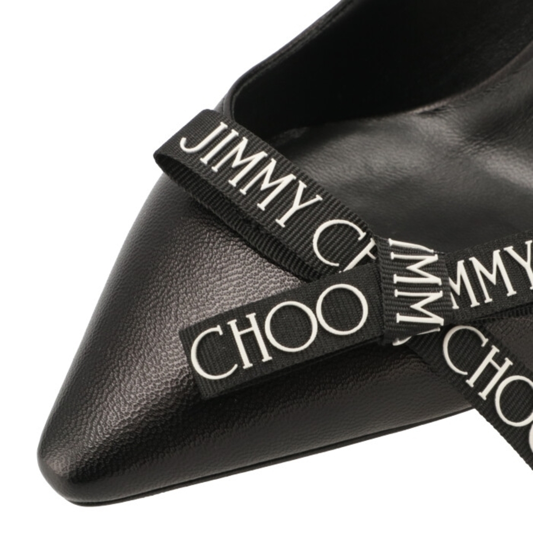 JIMMY CHOO(ジミーチュウ)のジミーチュウ JIMMY CHOO パンプス ポインテッドトゥ ロゴリボン 60mm ミドルヒールパンプス ROMY60 BMF 0001 レディースの靴/シューズ(ハイヒール/パンプス)の商品写真