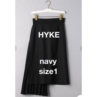 ハイク(HYKE)のHYKEハイク♡アシンメトリー プリーツスカート ネイビー サイズ1(ひざ丈スカート)