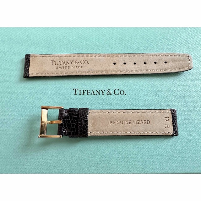 Tiffany & Co.(ティファニー)のリザード製ウォッチストラップ(ティファニー純正)17mm 幅 ゴールドクラスプ付 メンズの時計(レザーベルト)の商品写真