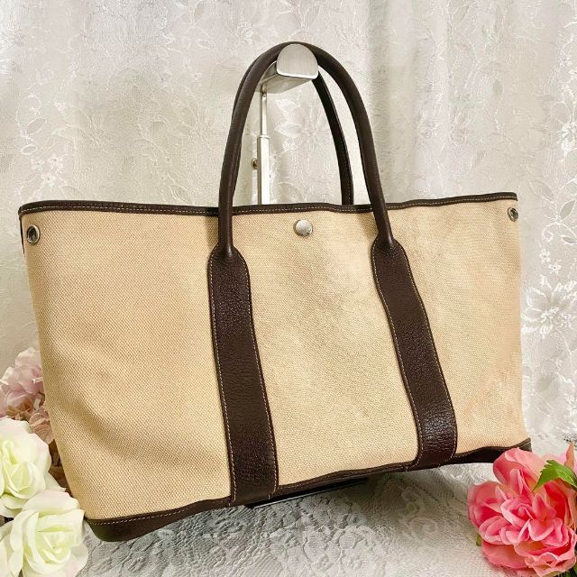 エルメス HERMES ガーデンパーティPM トートバッグ キャンバス トワル