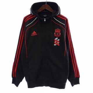 アディダス(adidas)のアディダス LIVERPOOL ジップアップパーカー ジャケット フード O 黒(パーカー)