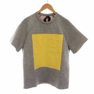 ヌメロヴェントゥーノ(N°21)のN°21 Tシャツ カットソー スウェット ボンディング 半袖 M グレー 黄色(Tシャツ/カットソー(半袖/袖なし))