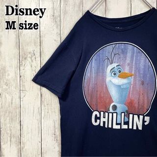 ディズニー(Disney)のDisney ディズニー Frozen2 オラフ アナ雪 ネイビー 紺色 古着(Tシャツ/カットソー(半袖/袖なし))