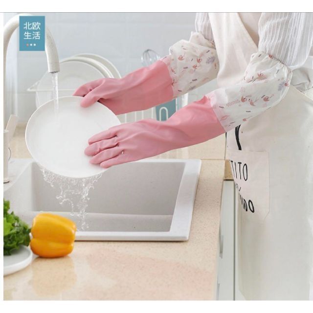 ゴム手袋 ロング 裏起毛 48㎝ キッチン 食器洗い お掃除 伸縮性 厚手