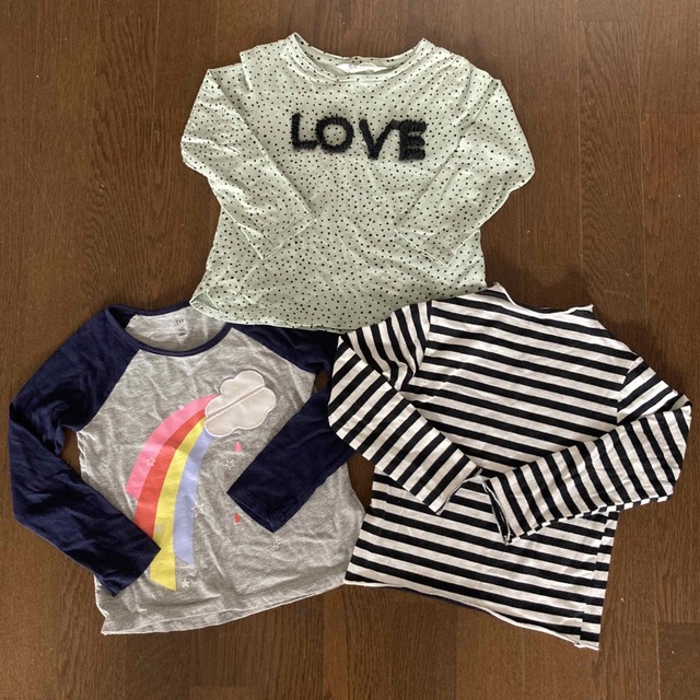 GAP(ギャップ)のキッズ　カットソー　110cm  3点セット　H&M  GAP SHEIN キッズ/ベビー/マタニティのキッズ服女の子用(90cm~)(Tシャツ/カットソー)の商品写真