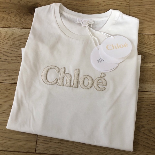 新品タグ付 クロエ Chloe キッズ ロゴ 長袖 Tシャツ 12Y S XS