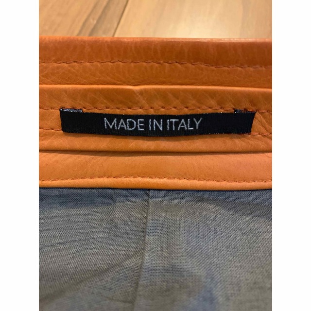 Maison Martin Margiela(マルタンマルジェラ)のメゾンマルジェラ　八の字　レザーライダース　ジャケット　13AW オレンジ　48 メンズのジャケット/アウター(ライダースジャケット)の商品写真