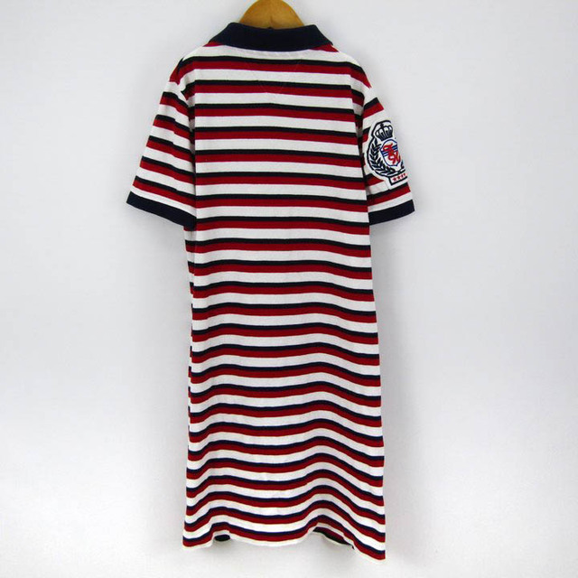 TOMMY HILFIGER(トミーヒルフィガー)のトミー ヒルフィガー 半袖ポロシャツ ロングワンピース ボーダー キッズ 女の子用 M 129-143位サイズ 紺赤白 Tommy Hilfiger キッズ/ベビー/マタニティのキッズ服女の子用(90cm~)(ワンピース)の商品写真