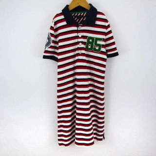 トミーヒルフィガー(TOMMY HILFIGER)のトミー ヒルフィガー 半袖ポロシャツ ロングワンピース ボーダー キッズ 女の子用 M 129-143位サイズ 紺赤白 Tommy Hilfiger(ワンピース)