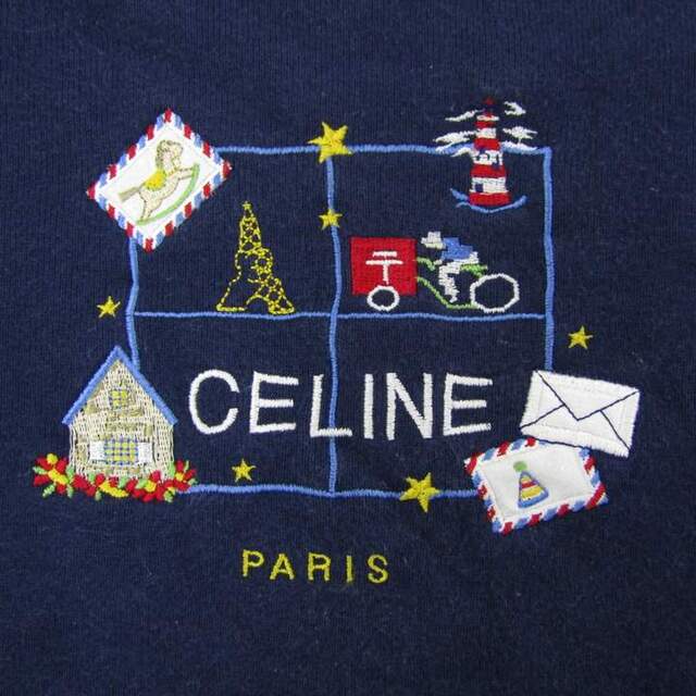 celine(セリーヌ)のセリーヌ 半袖スウェット 重ね着風 ボーダーロンT ベビー 女の子用 80サイズ 紺白 CELINE キッズ/ベビー/マタニティのベビー服(~85cm)(Ｔシャツ)の商品写真