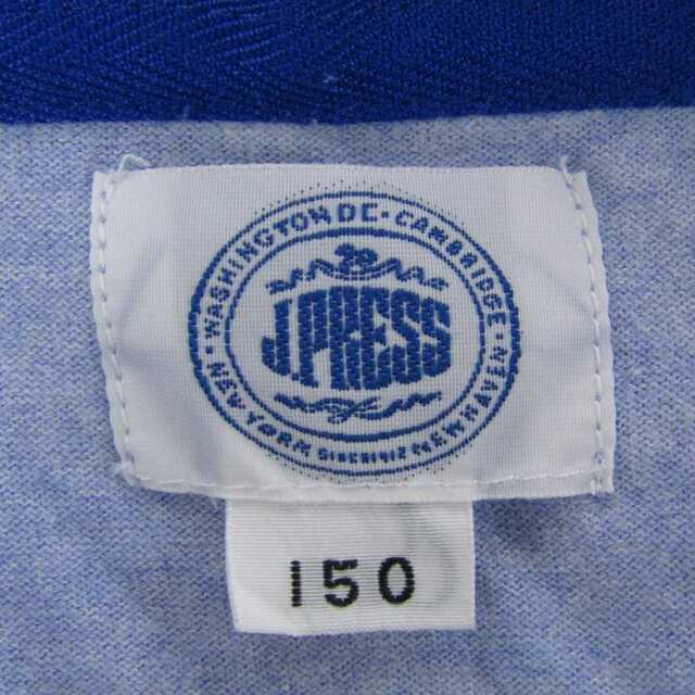 J.PRESS(ジェイプレス)のジェイプレス 半袖シャツ 袖裾ボーダー カットソー キッズ 男の子用 150サイズ 青紺 J.PRESS キッズ/ベビー/マタニティのキッズ服男の子用(90cm~)(Tシャツ/カットソー)の商品写真