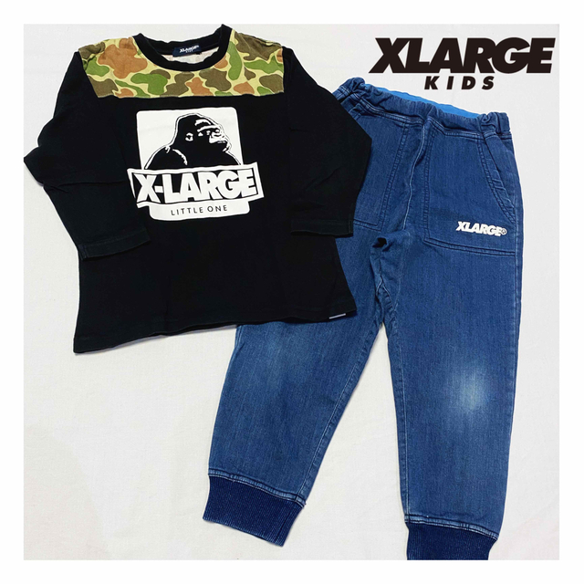 XLARGE(エクストララージ)のXLARGE KIDSロンTとジョガーパンツ　2枚セット　サイズ120 キッズ/ベビー/マタニティのキッズ服男の子用(90cm~)(Tシャツ/カットソー)の商品写真