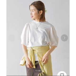 イエナ(IENA)ののぶこ様専用 IENA ギャザースリーブカットソー ホワイト 新品 麻(Tシャツ(半袖/袖なし))