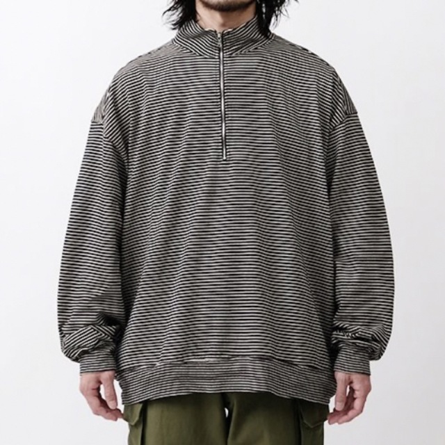 blurhms Cotton Napping Border Harf-zip | www.fleettracktz.com