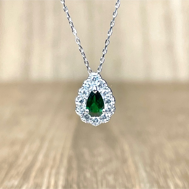 k18WG グリーンガーネット ダイヤ ネックレス 1.47g GR1459-