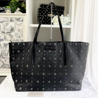 ジミーチュウ(JIMMY CHOO)の美品★　ジミーチュウ　トートバッグ　ピムリコ　黒　レザー　スタースタッズ(トートバッグ)