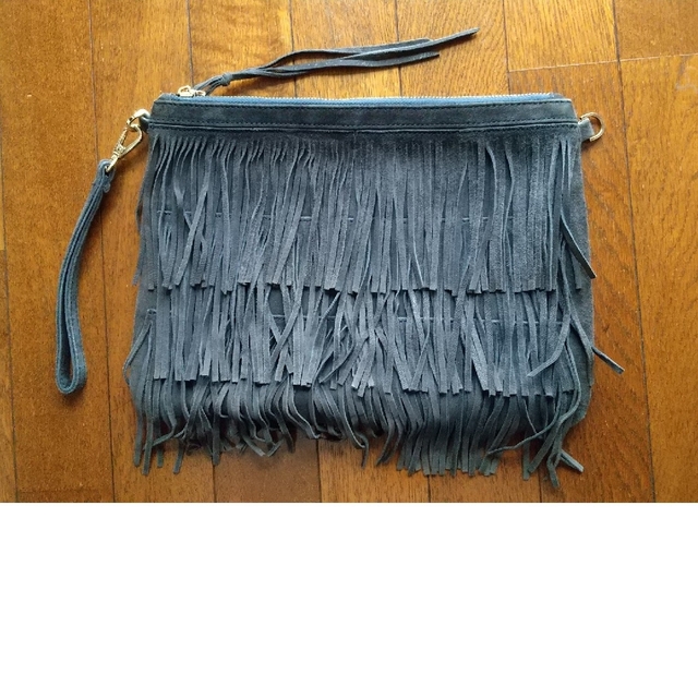 ベロアフリンジショルダーバッグ ネイビー レディースのバッグ(ショルダーバッグ)の商品写真
