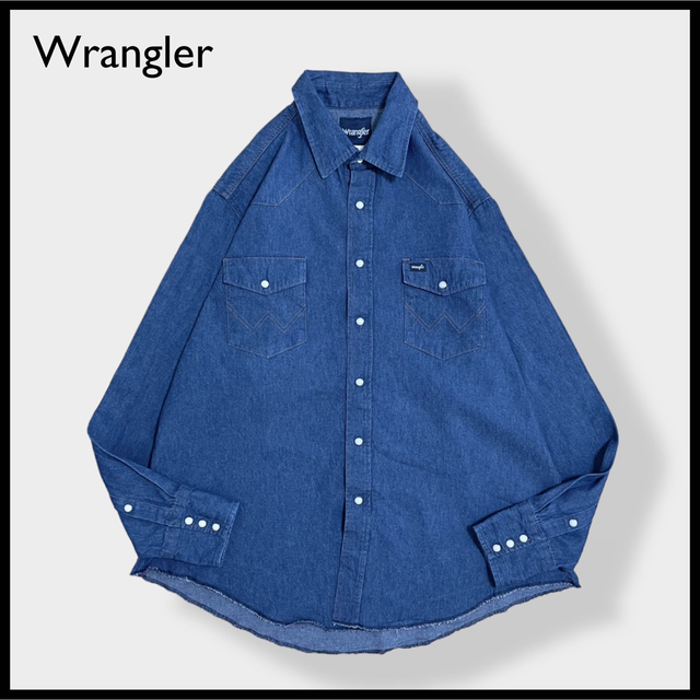 Wrangler(ラングラー)の【Wrangler】ウエスタン デニムシャツ XL ビッグサイズ 濃紺 US古着 メンズのトップス(シャツ)の商品写真