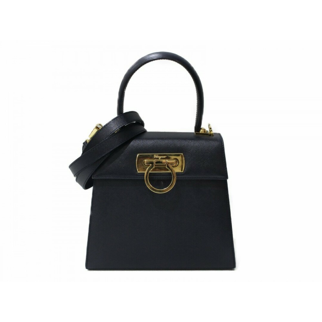 Salvatore Ferragamo ガンチーニ2WAYバッグ ブラック レザー