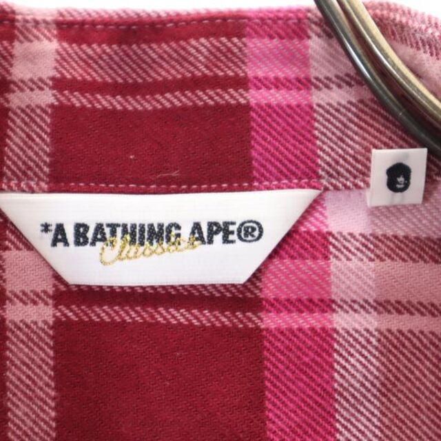 A BATHING APE - アベイシングエイプ チェック柄 半袖 シャツ S ピンク ...