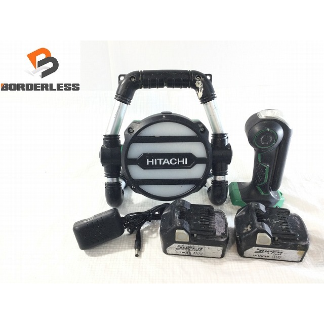 バイク☆品セット☆HITACHI 日立工機 14.4V/18V コードレスワークライト UB18DGL UB18DJL 3.0Ahバッテリー2個(BSL1830)付 68660