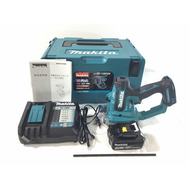 ☆美品☆makita マキタ 18V 充電式 全ネジカッタ SC102D バッテリー1個(3.0AH) 充電器 ケース付 全ねじカッター 68754