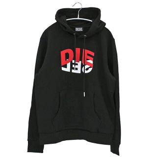 ディーゼル(DIESEL)のDIESEL ロゴスウェット パーカー フーディー ブラック　Lサイズ(パーカー)