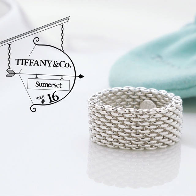オックスフォードブルー Tiffany\u0026Co サマセット メッシュ リング