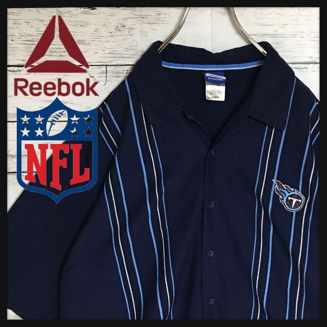 Reebok(リーボック)の【希少ビンテージ】リーボック×NFL 半袖フットボールシャツ　紺色L E209 メンズのトップス(シャツ)の商品写真