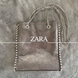 ザラ(ZARA)の【美品】ZARA ザラ チェーンショルダーバッグ グレー(ショルダーバッグ)