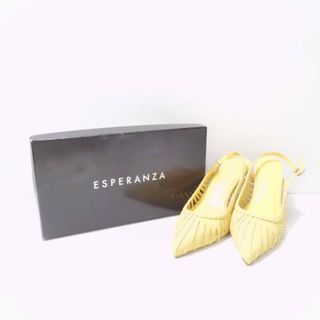 エスペランサ(ESPERANZA)の未使用 ESPERANZA エスペランサ シースルーストラップパンプス イエロー 24 P0612010 ヒール レディース AO673C (ハイヒール/パンプス)