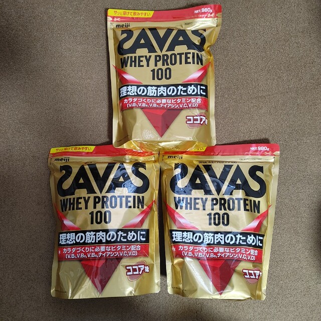 明治 ザバス SAVAS ホエイプロテイン100 ココア味 980g 3袋