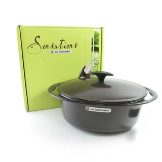 未使用 Le Creuset ルクルーゼ センセーション マルチファンクション ココットオーバル 1点 ブラウン ほうろう、鋳鉄 27cm 両手鍋 ショコラ 希少 レア 料理 調理 SU3694Z