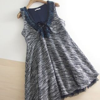 アクシーズファム(axes femme)の●アクシーズファム●　チュニックワンピース　M　♪　ダークネイビー系　匿名配送(ミニワンピース)