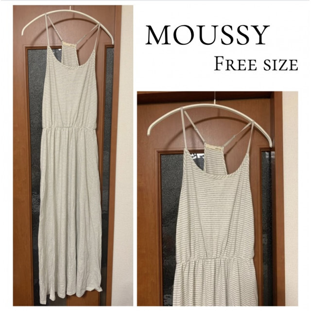 moussy(マウジー)のマウジー マキシ丈 ロング丈 キャミ ワンピース ボーダー フリーサイズ レディースのワンピース(ロングワンピース/マキシワンピース)の商品写真