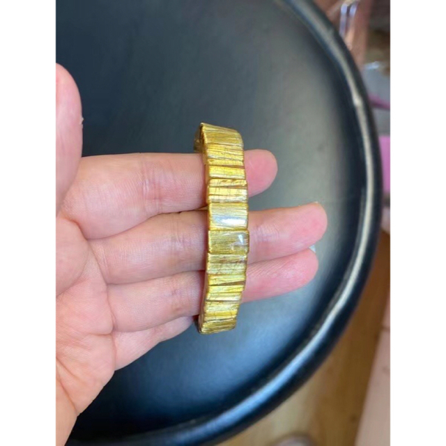⭐︎【天然】ゴールドタイチンルチル クォーツ ブレスレット バングル