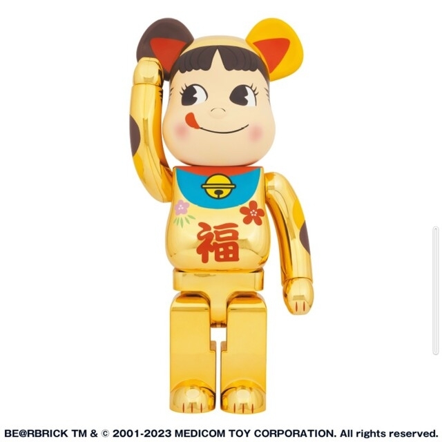 BE@RBRICK 招き猫 ペコちゃん 福 金メッキ 1000%