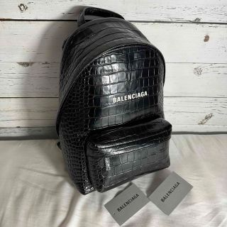 Balenciaga - BALENCIAGA エブリデイ クロコ型押し ブラック リュック
