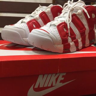 ナイキ(NIKE)のNIKE AIR MORE UPTEMPO 赤白24cm(スニーカー)