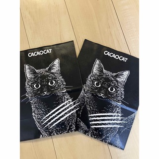 CACAOCAT ショッパー袋　２枚セット　カカオキャット　黒猫　紙袋(ショップ袋)