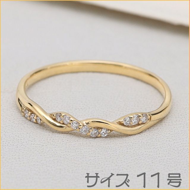 0.10ct サイズ直しOK】ダイヤモンドリング11号 K18YG - リング(指輪)