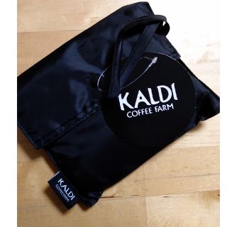 カルディ(KALDI)のカルディ　エコバッグ　黒　折りたたみエコバッグ(エコバッグ)