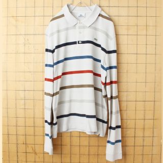 ラコステ(LACOSTE)の90s フレンチラコステ 長袖 ボーダーポロシャツ オフホワイト M ss16(ポロシャツ)