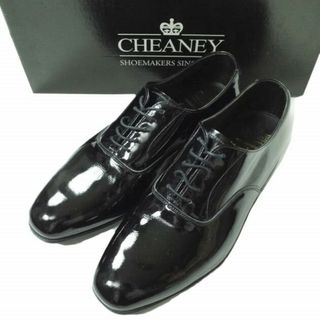 チーニー(CHEANEY)のCHEANEY x EDIFICE チーニー エディフィス 別注 イギリス製 BLACK PATENT NO CAP OXFORD パテントレザーオックスフォードシューズ 343339 UK8F(26.5cm) ブラック KNIGHTSBRIDGE エナメル プレーントゥ シューズ【中古】【CHEANEY × EDIFICE】(ドレス/ビジネス)