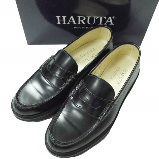 HARUTA x EDIFICE ハルタ エディフィス 別注 日本製 VIBRAM SOLE LOAFERS ビブラムソール ペニーローファー E805P 261/2 ブラック コイン 革靴 シューズ【HARUTA × EDIFICE】