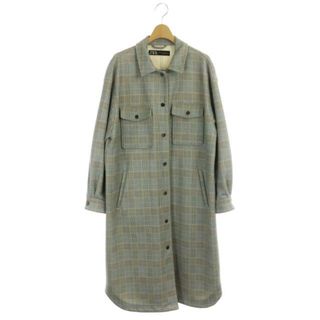 ザラ(ZARA)のザラ グレンチェックコート 胸ポケット ロング XS グレー 紺 オレンジ(その他)