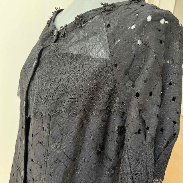 ZIN KATO(ジンカトウ)のジンカトウ ブラック ジャケット ブラウス ショップチャンネル 40サイズ レディースのジャケット/アウター(ノーカラージャケット)の商品写真