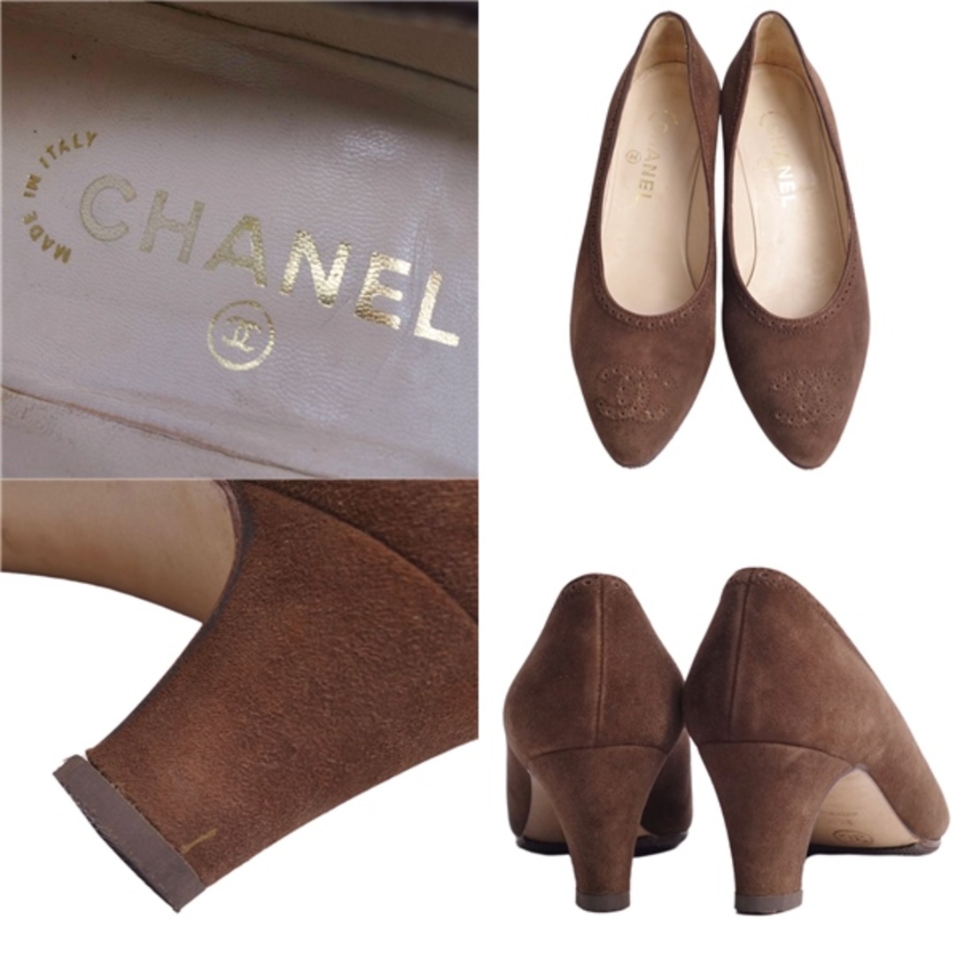 Vintage シャネル CHANEL パンプス ココマーク スウェードレザー ヒール シューズ 靴 レディース イタリア製 38 1/2(25.5cm相当) ブラウン