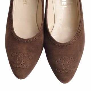 Vintage シャネル CHANEL パンプス ココマーク スウェードレザー ヒール シューズ 靴 レディース イタリア製 38  1/2(25.5cm相当) ブラウン